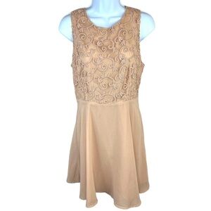 Miss Closet Peachy Link Embroidered Sleeveless Dress Event Party Zip Closure